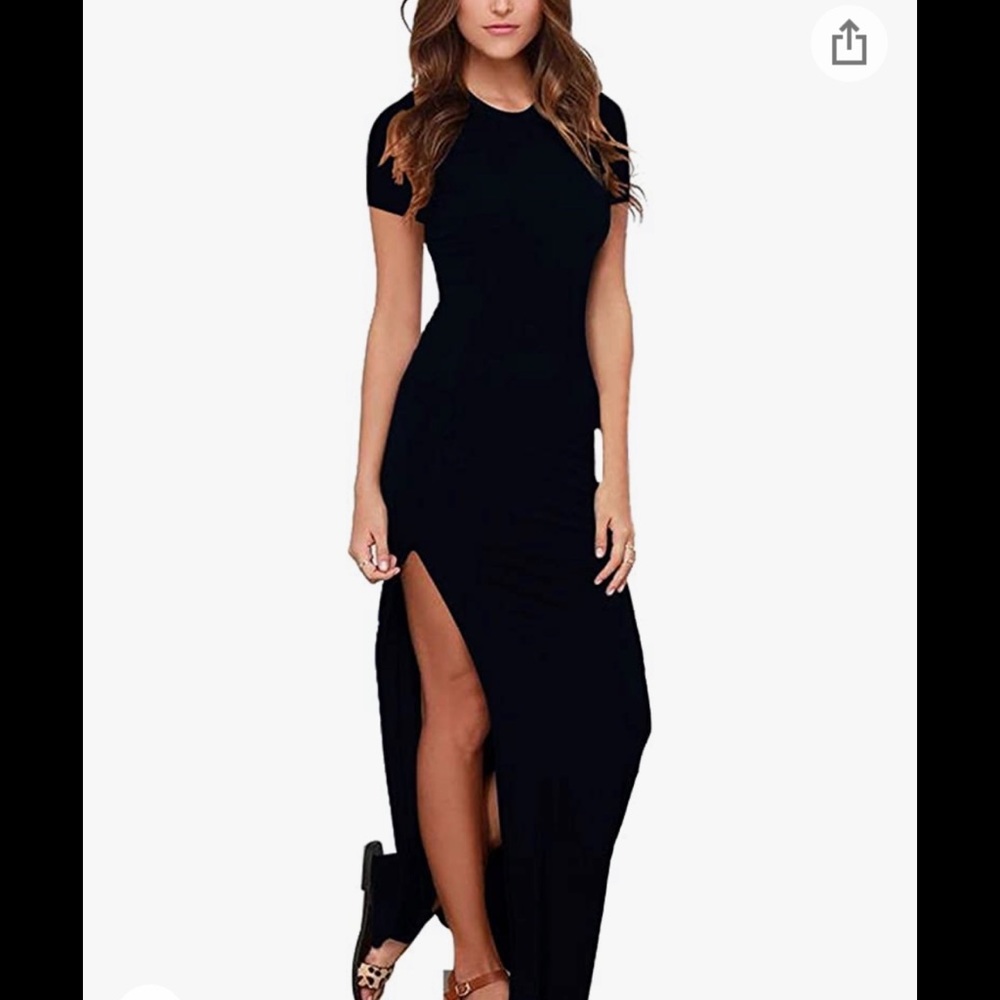 Black short sleeve maxi dress